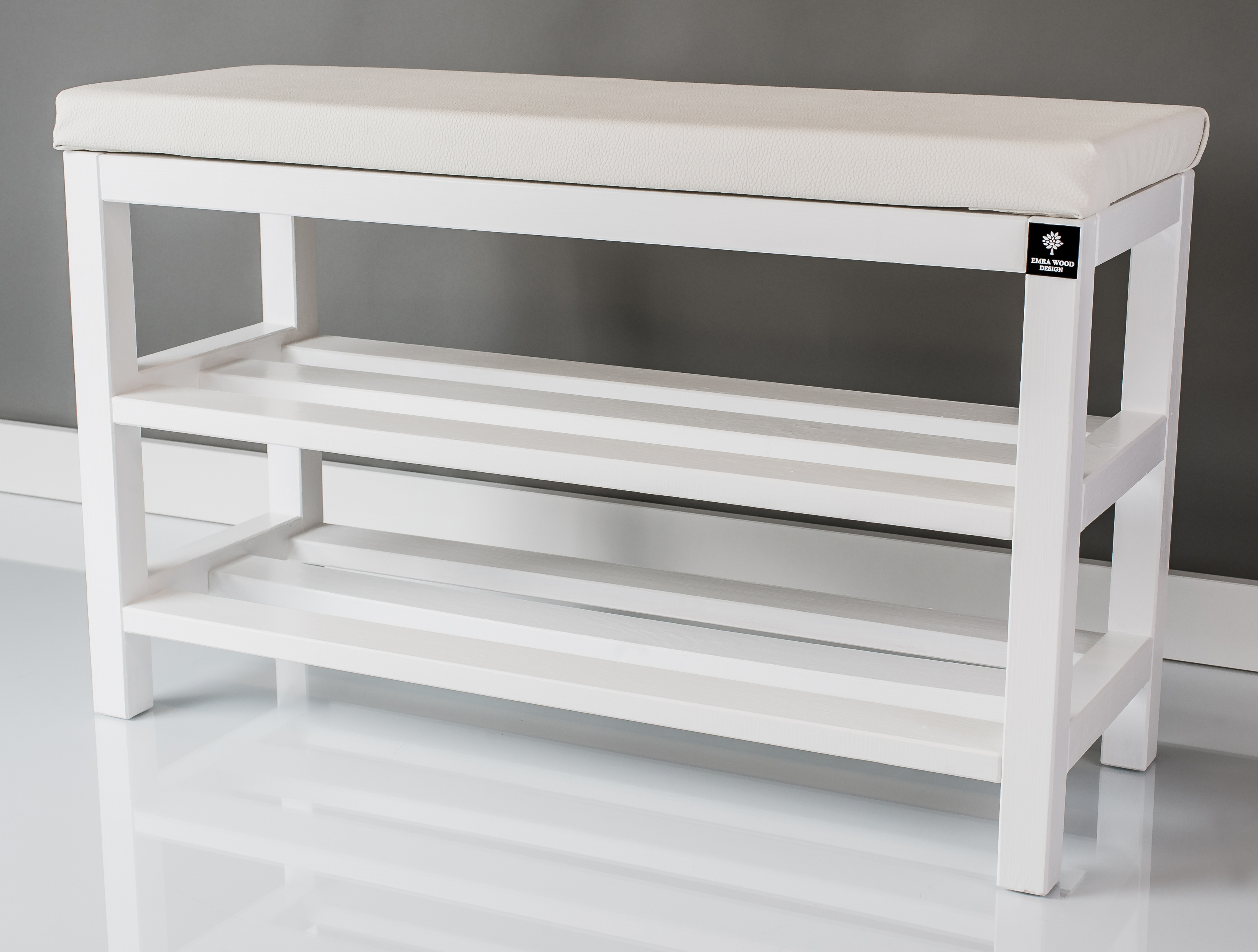 White timber shoe rack deals